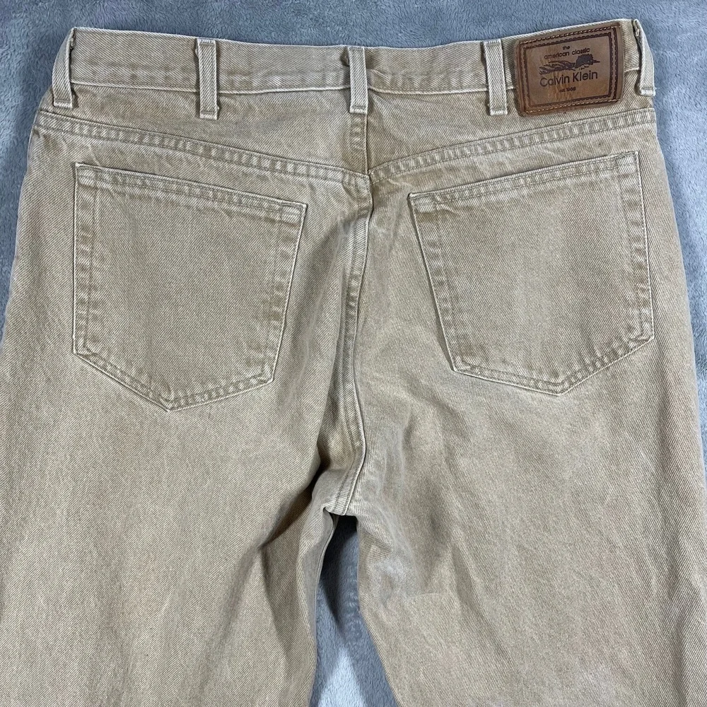 Calvin Klein Sport Jeans Mens 36(33x34) Tan VTG Union Made USA 100% Cotton Denim
